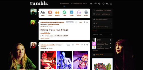 Tumblr Dashboard - O² black