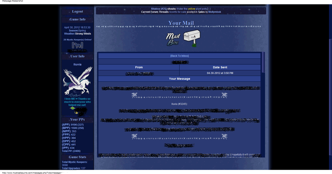 Scrollbars for Messages in Mystical Equine