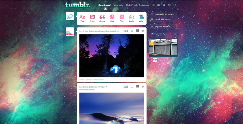 Tumblr dashboard theme - Infinity & Beyond