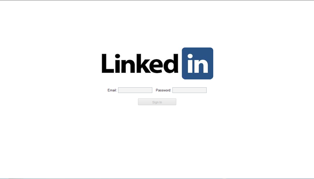 LinkedIn Login Screen