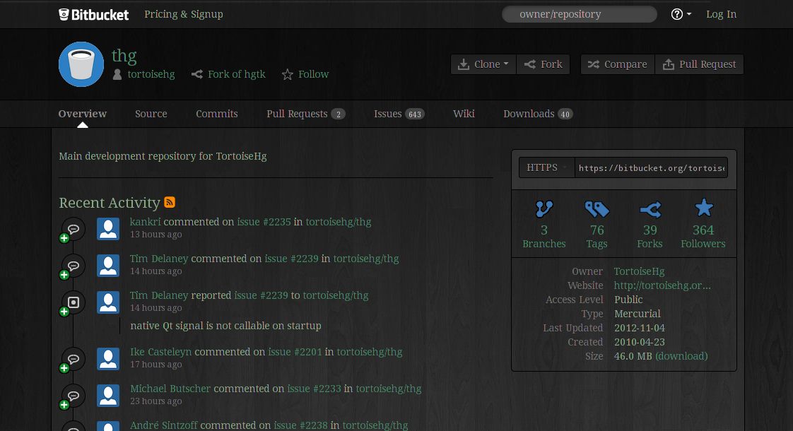 bitbucket.org -- Dark Theme