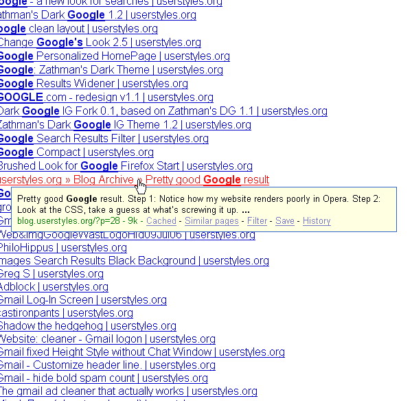 Minimize Google Search Results