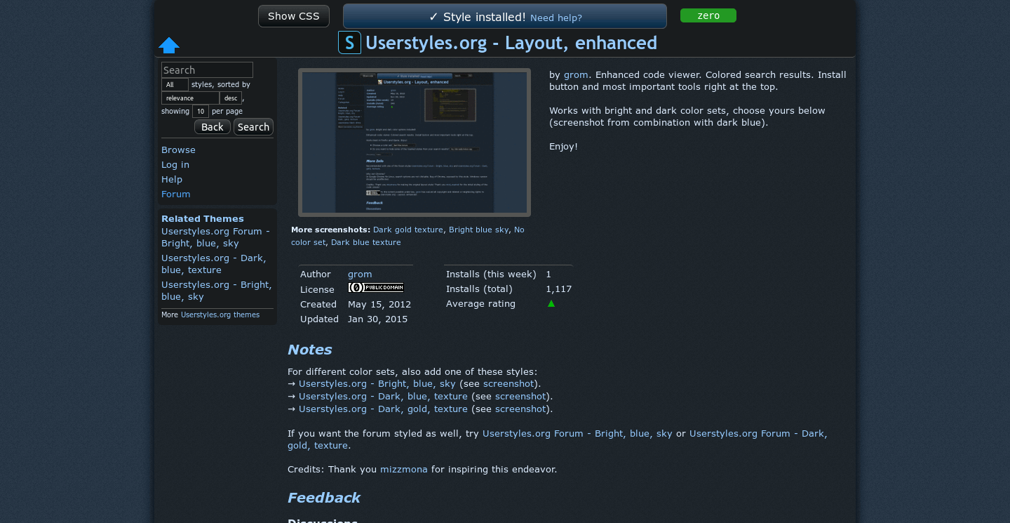 Userstyles.org - Layout, enhanced
