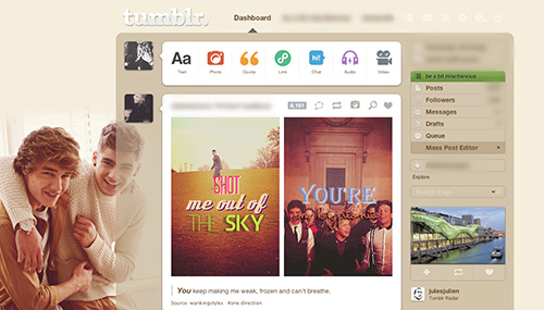Ziam Tumblr Dash Theme