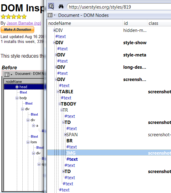 Len R's DOM Inspector super-reduce indent on tree