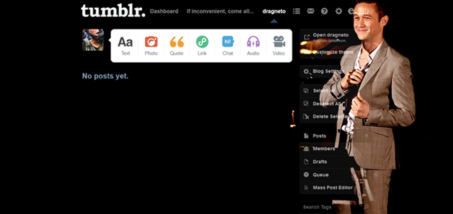 Tumblr - Joseph Gordon-Levitt dashboard theme
