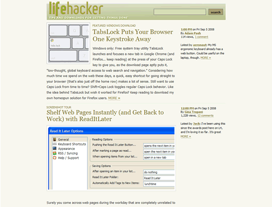 Lifehacker and Gawker Sites - Compact