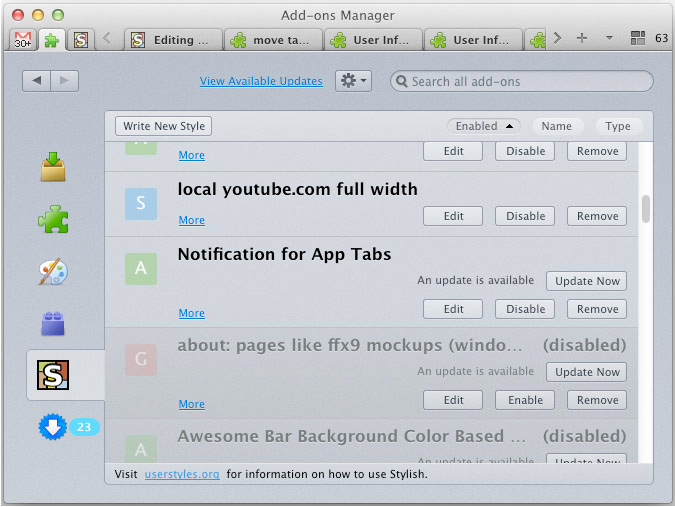 Firefox Userstyles color coded type & style fixes