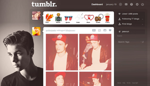Justin Bieber Dashboard for Tumblr
