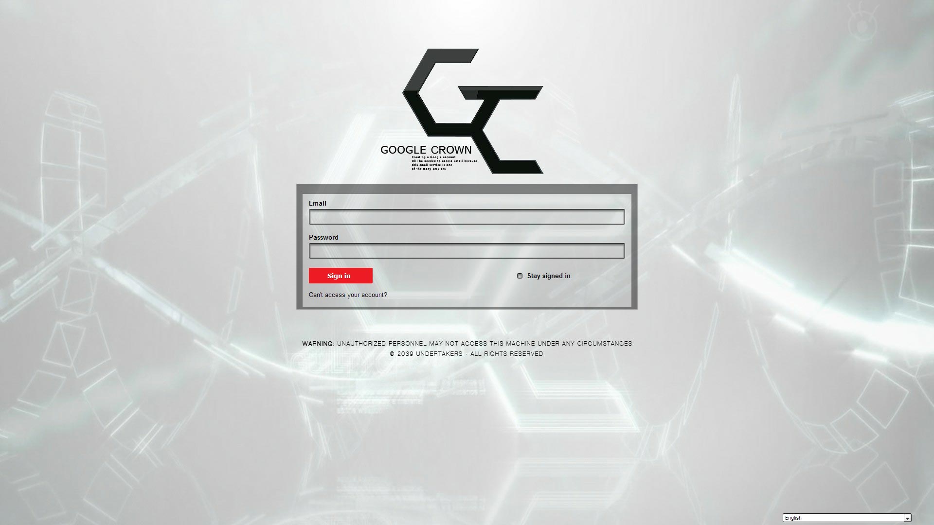 Google Crown (inudstrial) - Google Login screeen