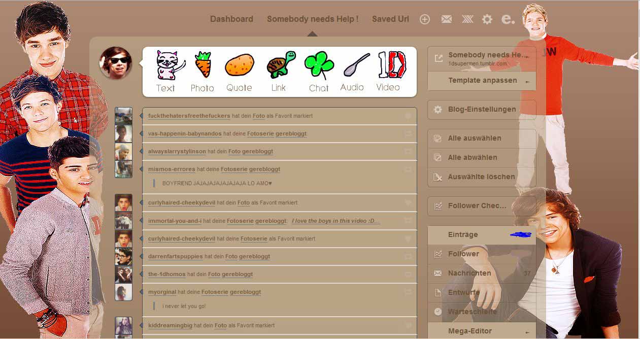 One Direction Dashboard xo