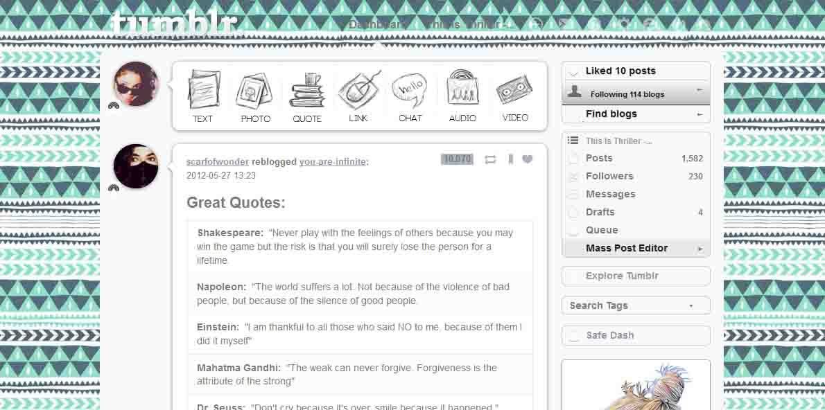 Blue Indie Tumblr Theme