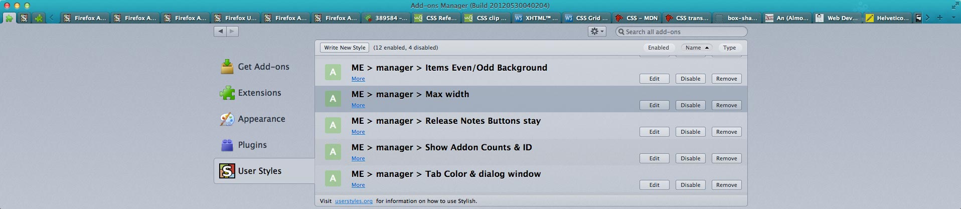 Firefox Addons Manager Max width 1065px
