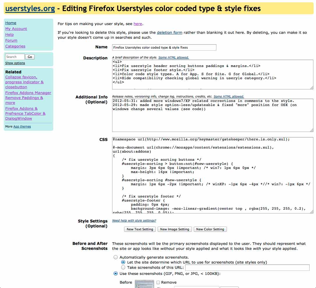 userstyles.org : fix edit & small width style