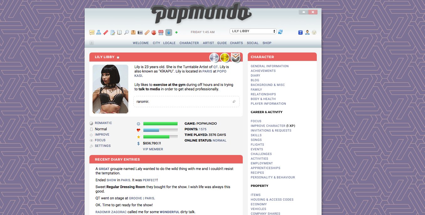 Popmundo V2 Purple Grey Theme