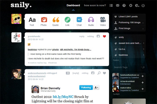 snily tumblr dash