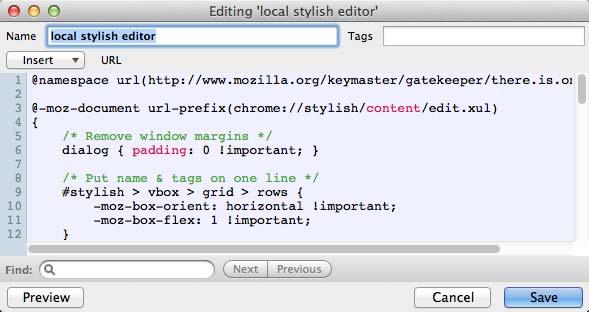 Firefox Stylish Editor Compact