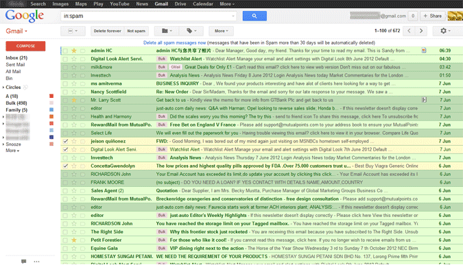 Gmail Message List Colours