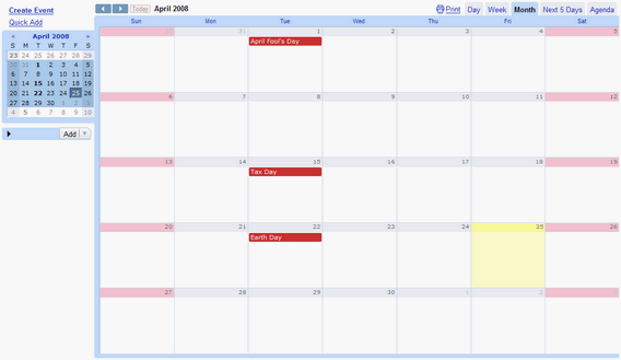 Google Calendar - colorize weekends