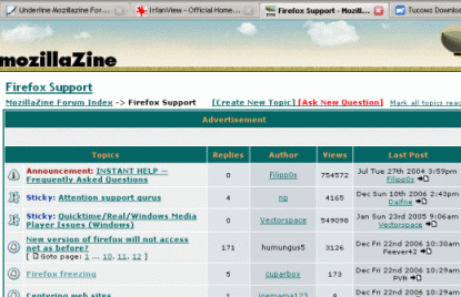 Underline Mozillazine Forum Links