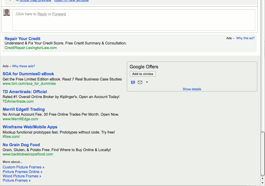 Gmail - Move ads and people widget to bottom