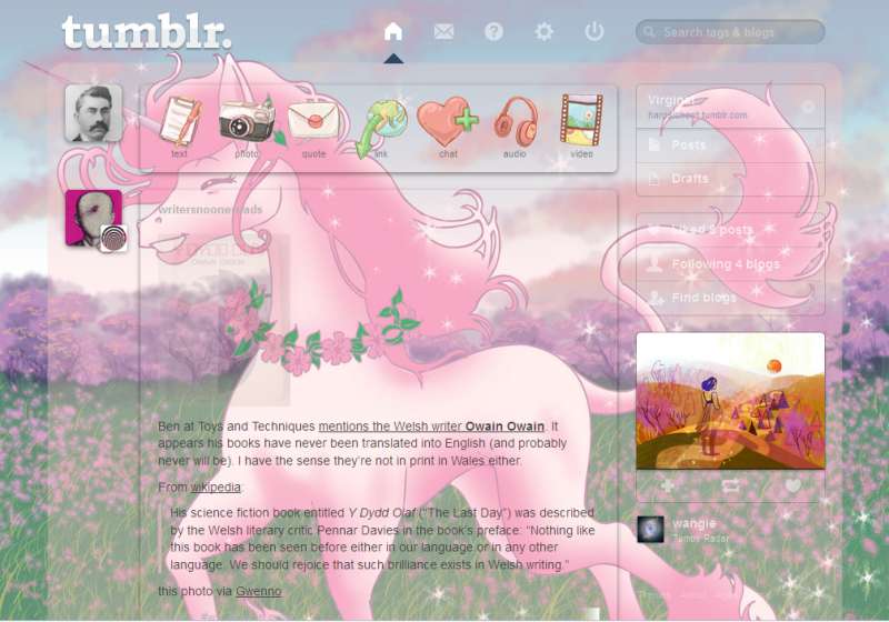 Unicorn Tumblr [Tumblr dash theme]