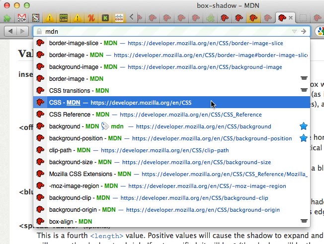 Firefox OSX AwesomeBar Popup