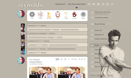 Light Ryan Reynolds Tumblr Dash Theme *editing*