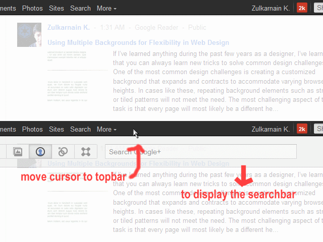 Google Reader: Auto-hide Searchbar
