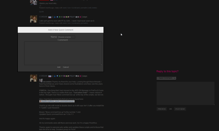 DEPRECATED - Flickr - (GM) - Quick Comment (POPUP)