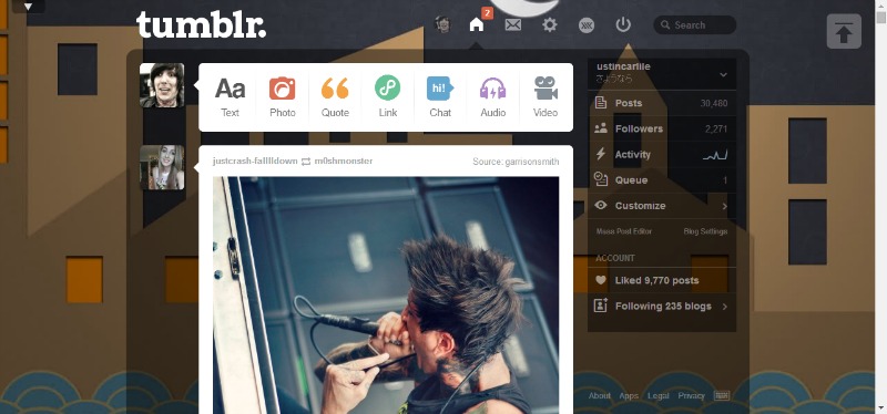 City Tumblr Dashboard.