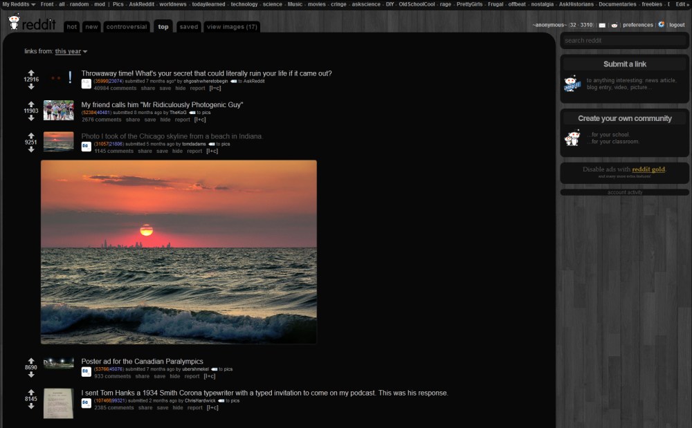 Reddit Web 2.0 Blackened (Wide) (RES Friendly)