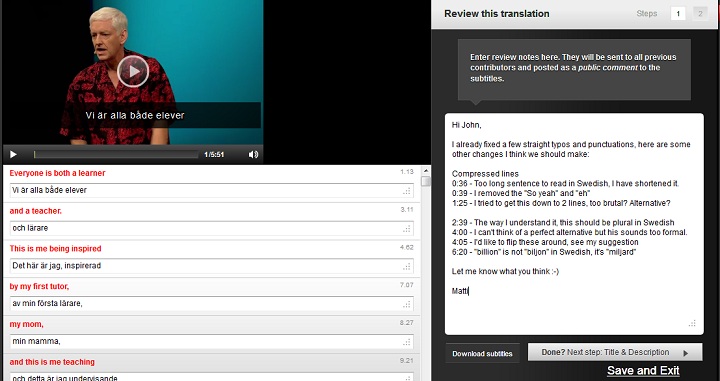 Amara Translation interface 1360x768 full video