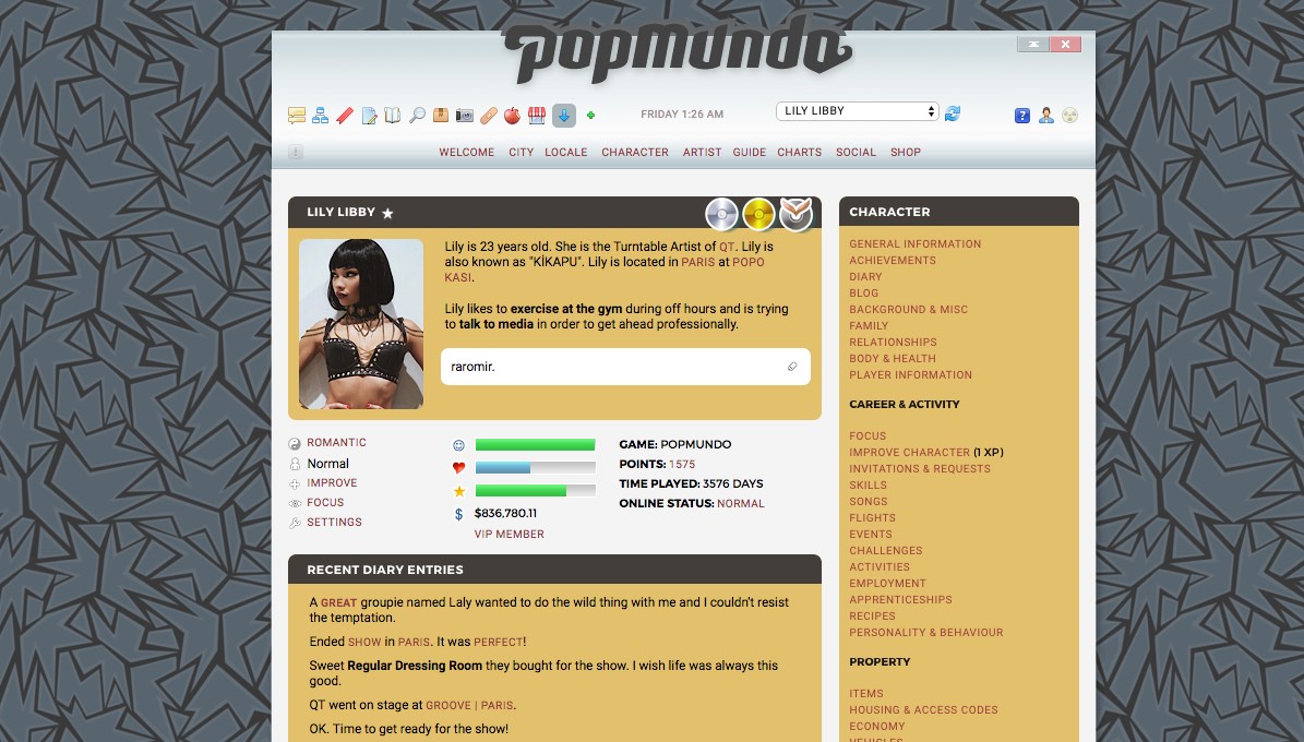 Popmundo V2 Pale Bee Theme