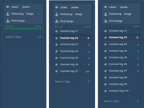 tumblr - Tags Hover Menu