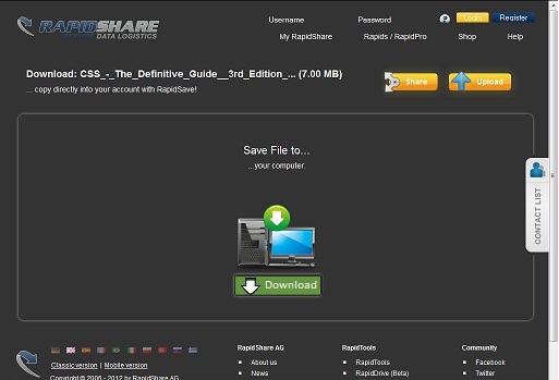 rapidshare: de-advertize & isolate download button
