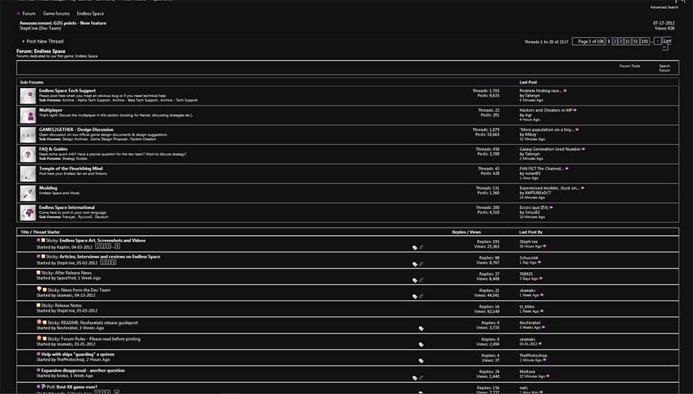Endless Space Forum - Dark Theme