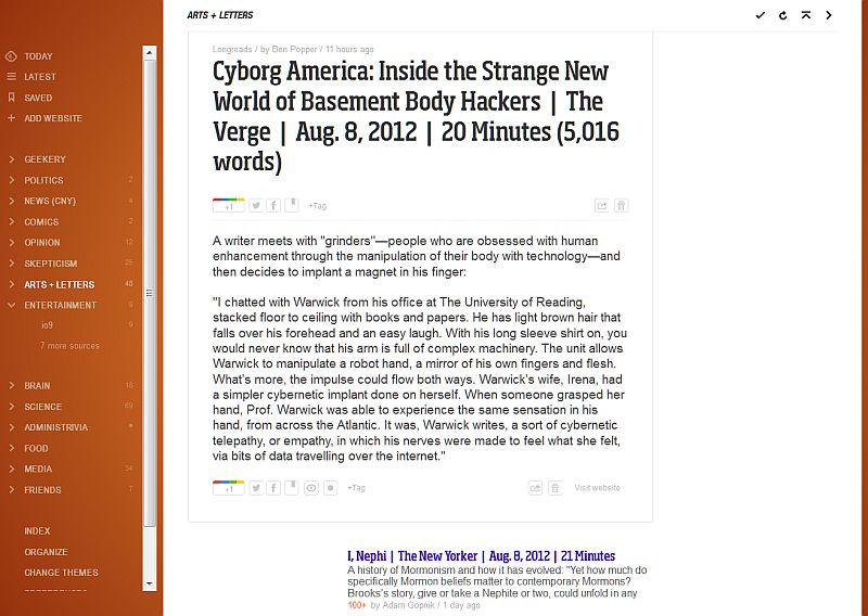 Feedly Large Print Edition (works with Readly)
