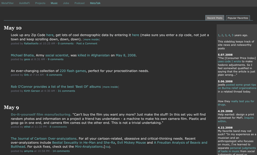Metafilter Minimal Green & Gray