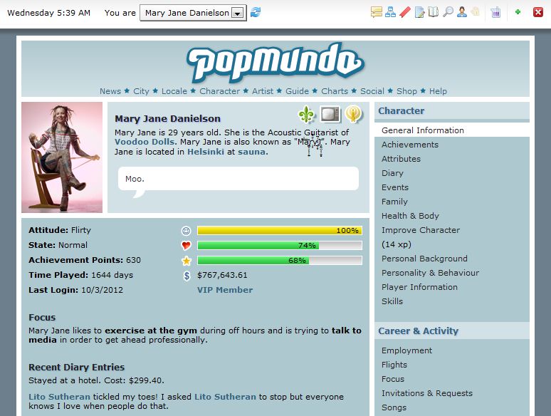 Popmundo V2 Classic Skin