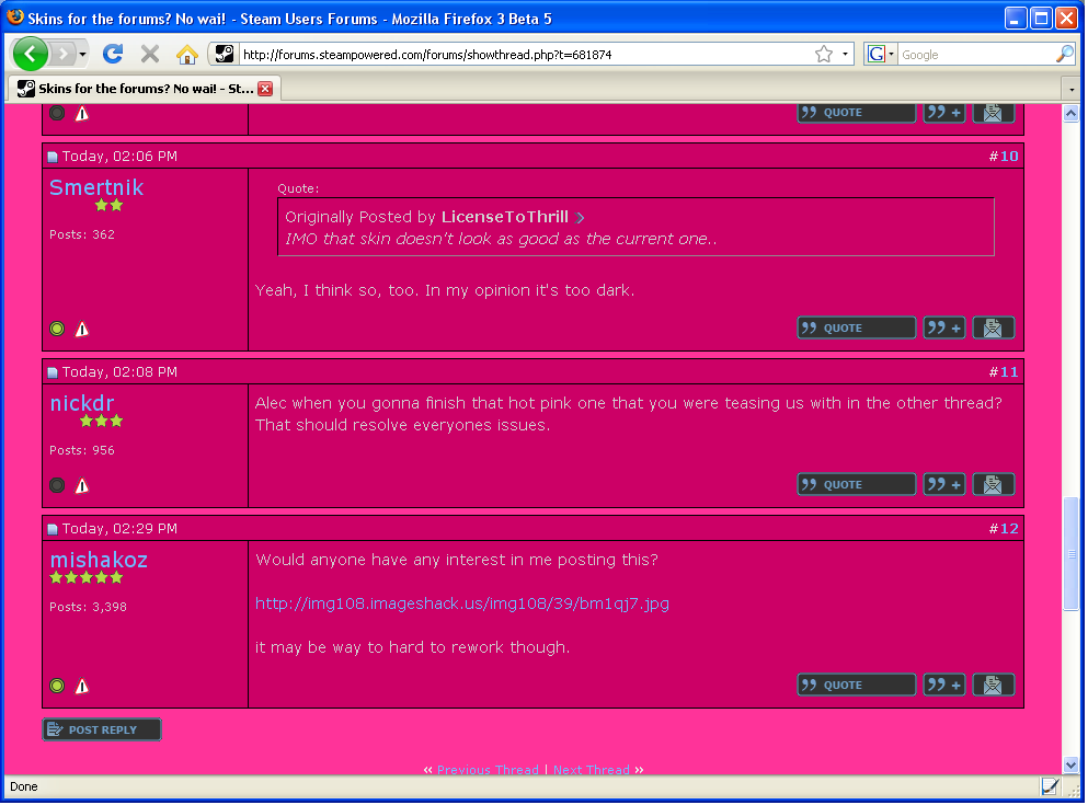 Pretty n' Pink Steam User Forums Theme