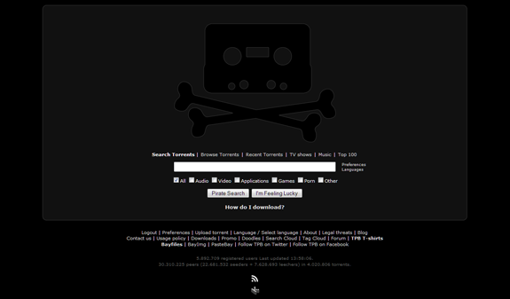 The Pirate Bay - Dark Restyle 2.0