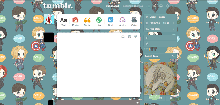 Yuwenicorn's chibi!Avengers Tumblr dashboard BG 2