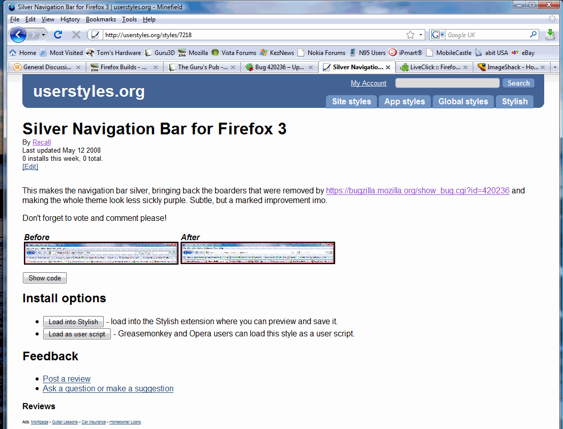 Silver Navigation Bar for Firefox 3