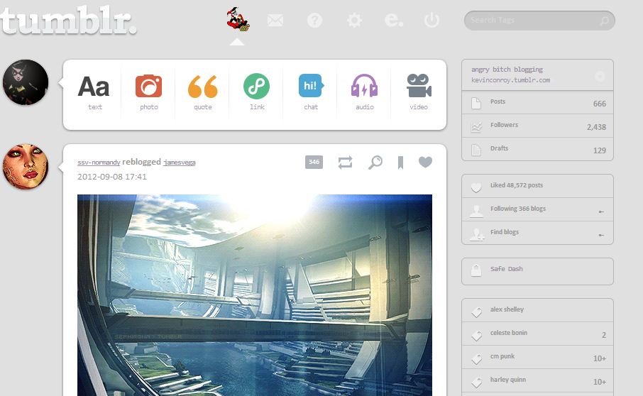 White/Gray Tumblr Dashboard Theme