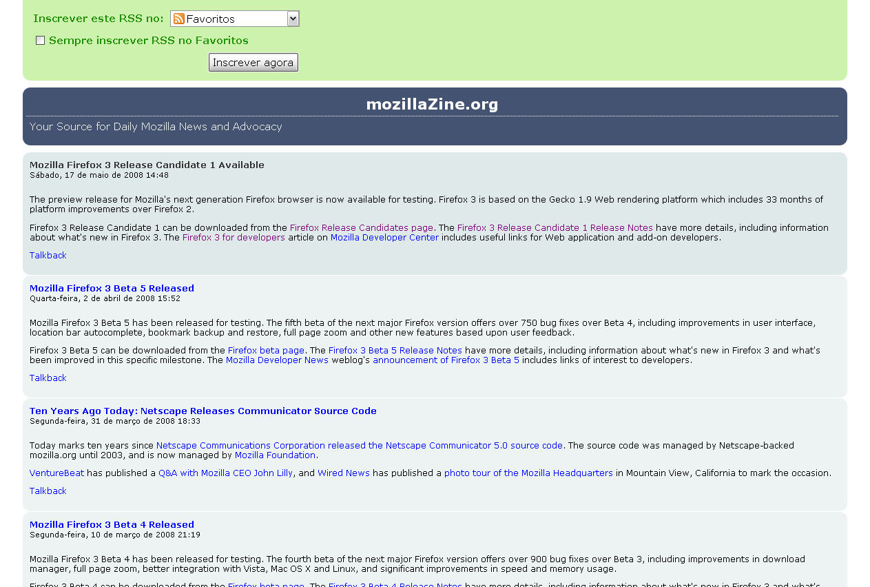 RSS pages were awful