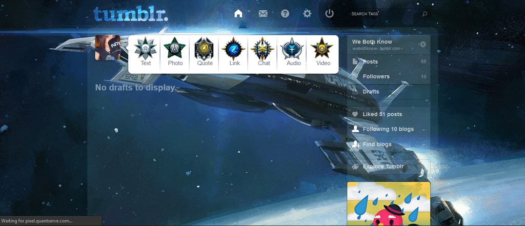 Dark Mass Effect NormandyTumblr Dashboard v1