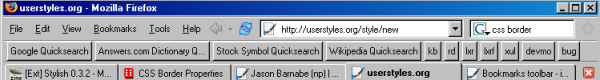 Bookmarks toolbar - text only
