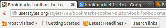 Bookmarks toolbar - button look for bookmarklets