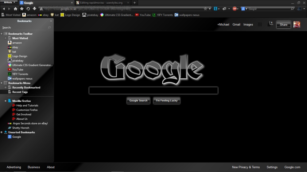 glossy black autohide sidebar bookmark